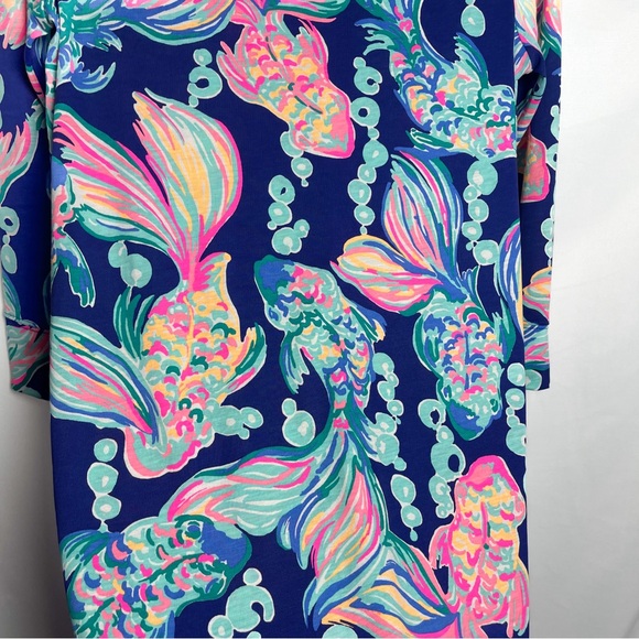Lilly Pulitzer Marlowe Dress Going Coastal Small Navy All Over‎ Koi Fish Print - Picture 7 of 12